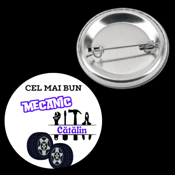 Insignă metalică personalizată cu nume - Mecanic - imagine 3