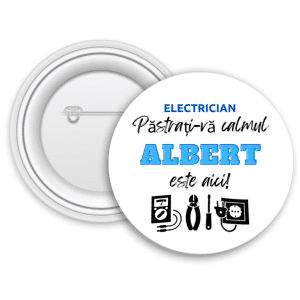 Insignă metalică personalizată cu nume - Electrician