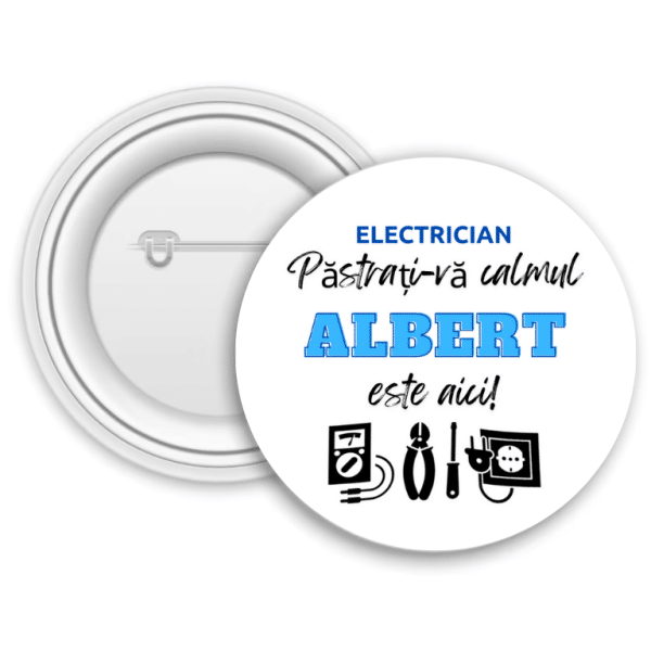 Insignă metalică personalizată cu nume - Electrician