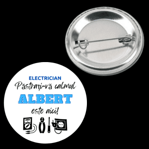 Insignă metalică personalizată cu nume - Electrician