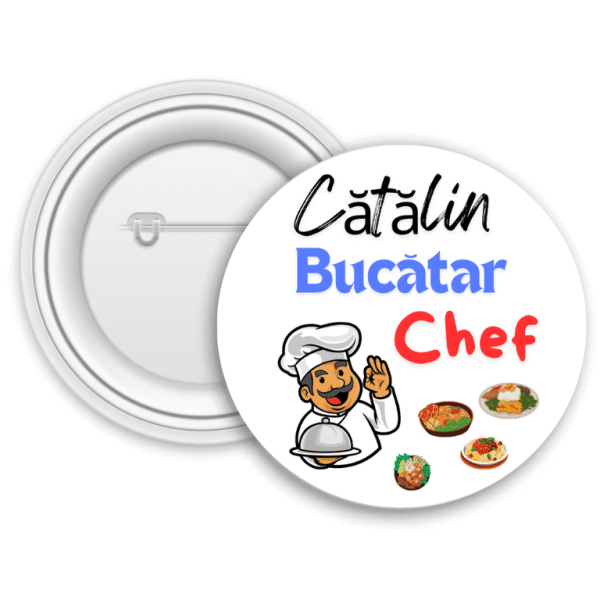 Insignă metalică personalizată cu nume - Chef