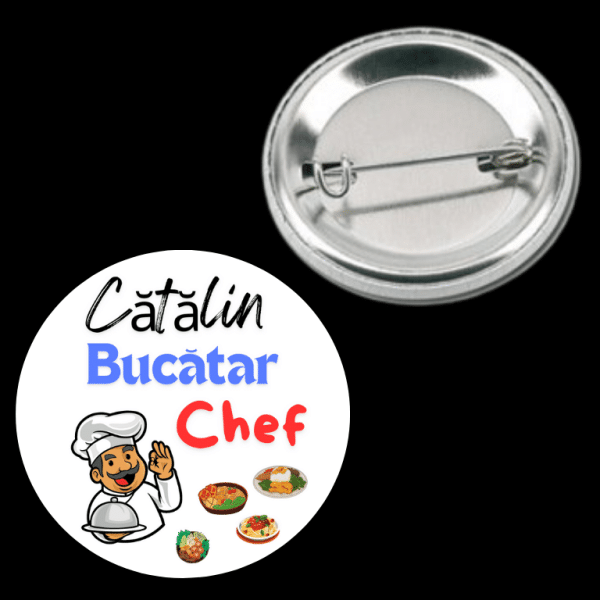 Insignă metalică personalizată cu nume - Chef - imagine 2