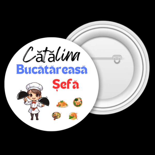Insignă metalică personalizată cu nume - Chef - imagine 3