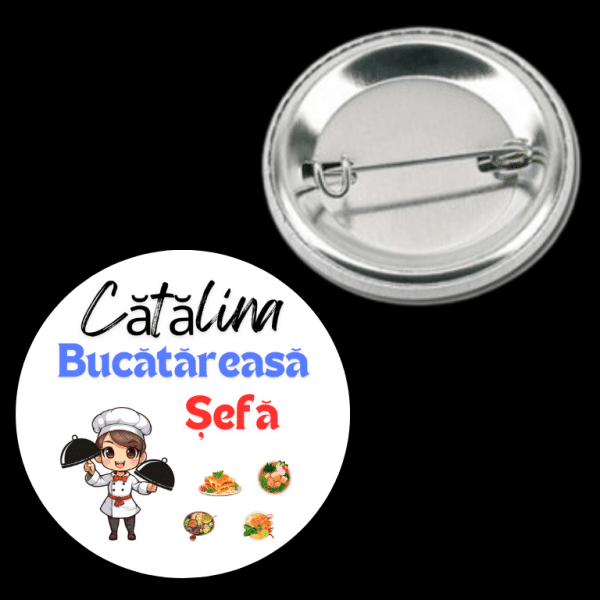 Insignă metalică personalizată cu nume - Chef - imagine 4