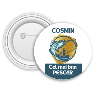 Insignă metalică personalizată cu nume - Pescar