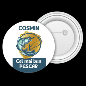 Insignă metalică personalizată cu nume - Pescar