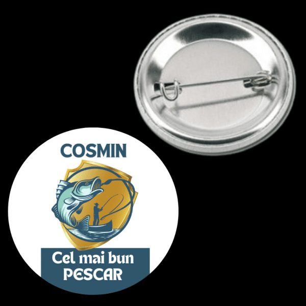 Insignă metalică personalizată cu nume - Pescar - imagine 3