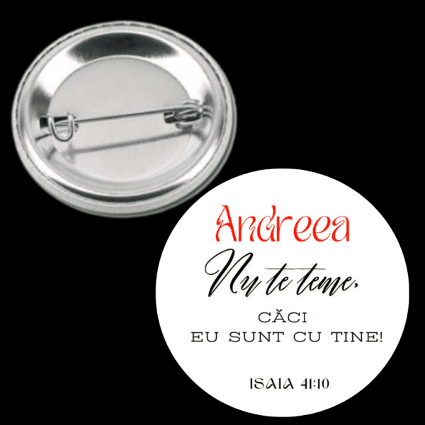 Insignă metalică personalizată cu nume și verset Biblic - imagine 3