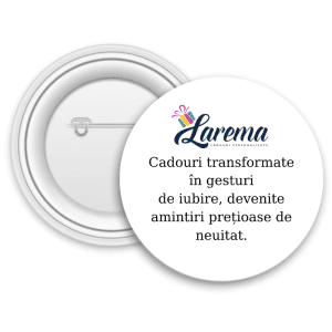 Insignă metalică personalizată cu logo și text
