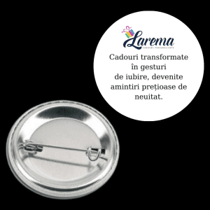 Insignă metalică personalizată cu logo și text