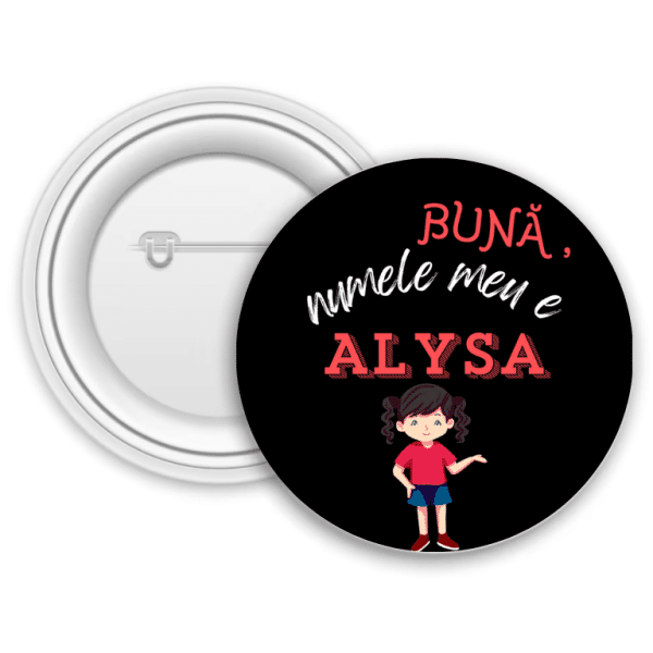 Insignă metalică personalizată cu nume