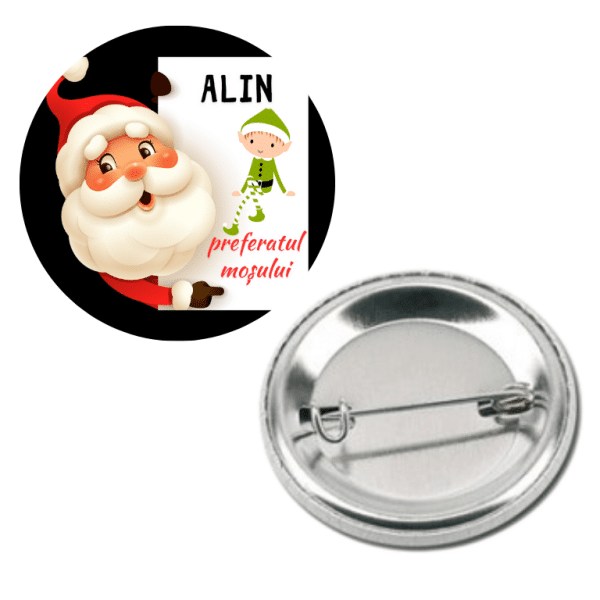 Insigna metalica personalizata cu nume - Preferatul moșului - imagine 2