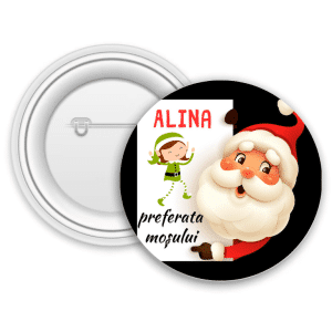 Insigna metalica personalizata cu nume - Preferata moșului
