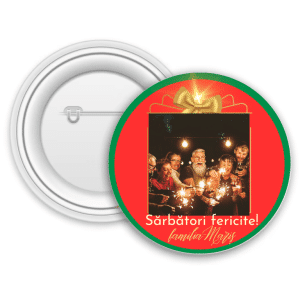 Insigna metalica personalizata cu poză și nume - Sărbători fericite