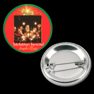 Insigna metalica personalizata cu poză și nume - Sărbători fericite