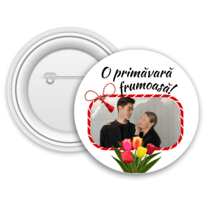 Insignă metalică personalizată cu poză - O primăvară frumoasă!