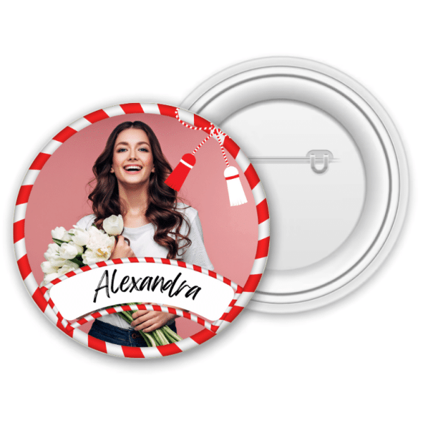 Insignă metalică personalizată cu poză și nume - 1 Martie - imagine 2