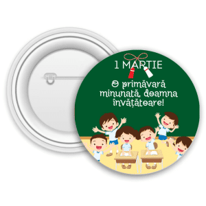 Insignă metalică personalizată pentru învățătoare - 1 Martie