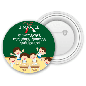 Insignă metalică personalizată pentru învățătoare - 1 Martie