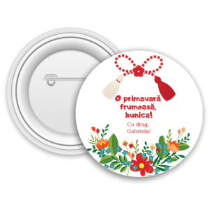 Insignă metalică personalizată cu nume pentru bunica - 1 Martie