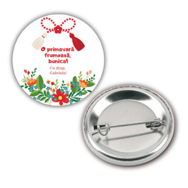 Insignă metalică personalizată cu nume pentru bunica - 1 Martie - imagine 3