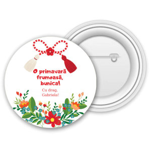 Insignă metalică personalizată cu nume pentru bunica - 1 Martie