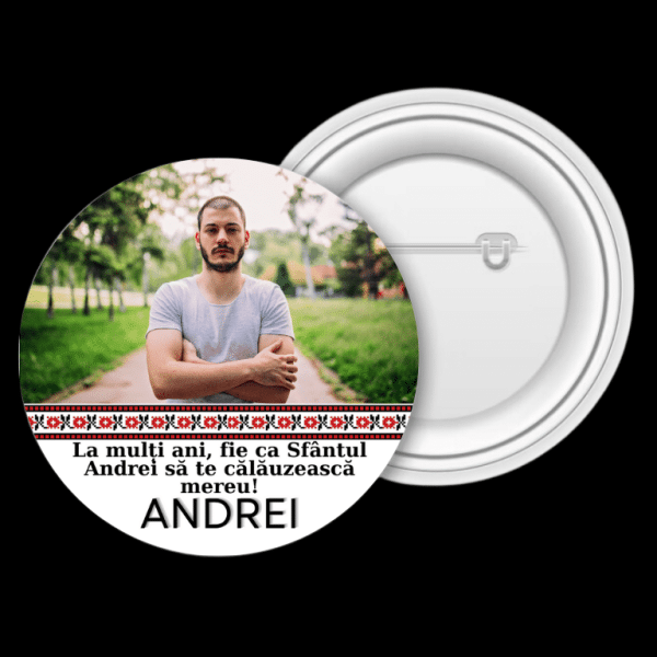 Insignă metalică personalizată cu nume și poză - Sfântul Andrei - imagine 2