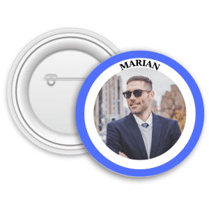 Insignă metalică personalizată cu nume și poză - Marian