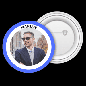 Insignă metalică personalizată cu nume și poză - Marian