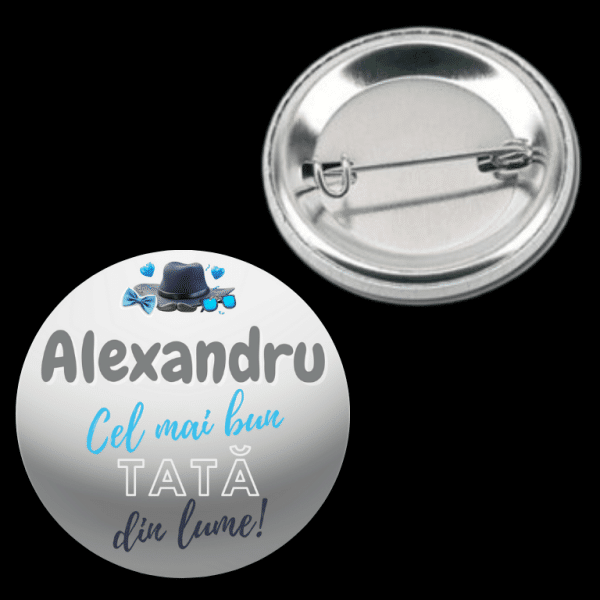 Insignă metalică personalizată cu nume - Cel mai bun tată - imagine 3