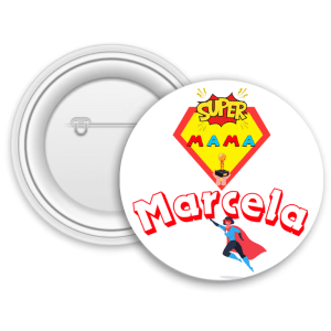 Insignă metalică personalizată cu nume - Super mama