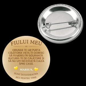 Insignă metalică personalizată cu nume și text - Fiului meu