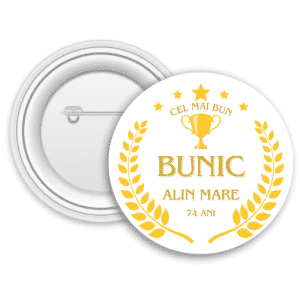 Insignă metalică personalizată cu nume și vârstă - Cel mai bun bunic