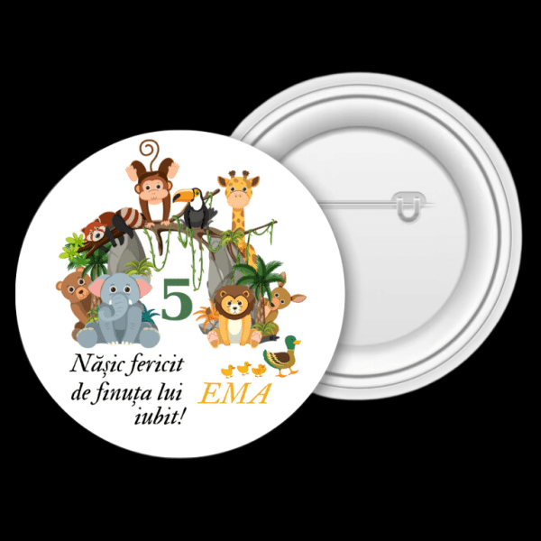 Insignă metalică personalizată cu nume, text și vârstă - Naș - imagine 2