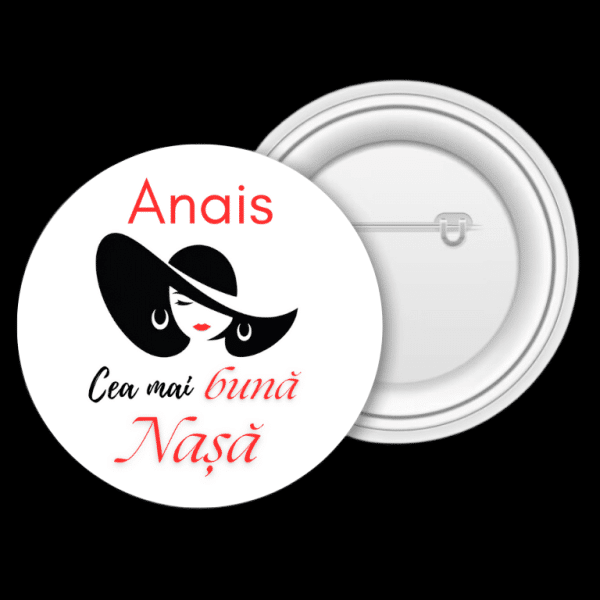 Insignă metalică personalizată cu nume - Cea mai bună nașă - imagine 2
