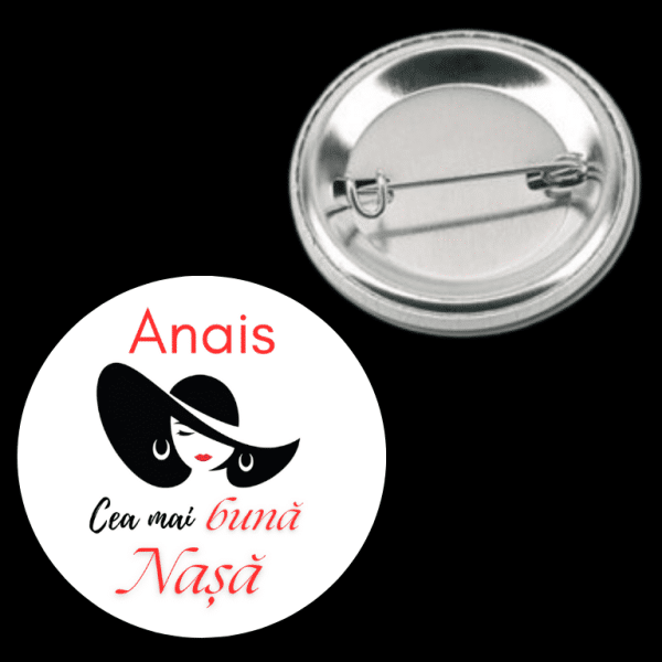 Insignă metalică personalizată cu nume - Cea mai bună nașă - imagine 3