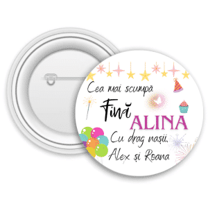 Insignă metalică personalizată cu nume - Fină