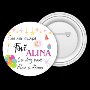 Insignă metalică personalizată cu nume - Fină