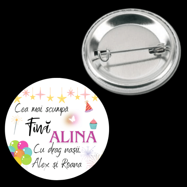 Insignă metalică personalizată cu nume - Fină - imagine 3