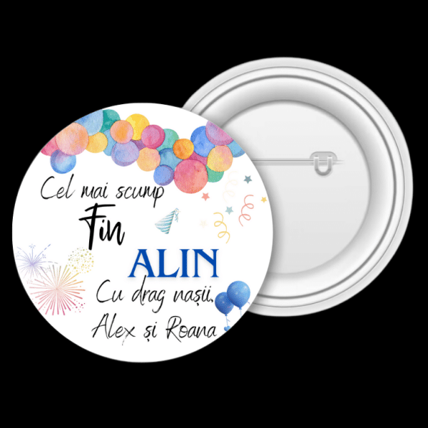 Insignă metalică personalizată cu nume - Fin - imagine 3