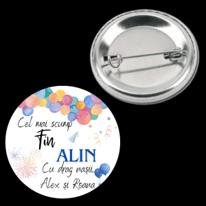 Insignă metalică personalizată cu nume - Fin