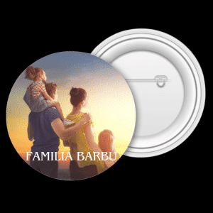 Insignă metalică personalizată cu poză și numele de familie