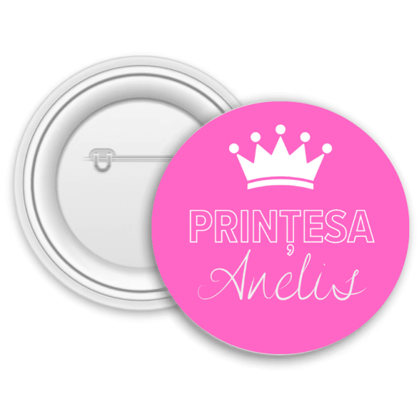 Insignă metalică personalizată cu nume - Prințesa