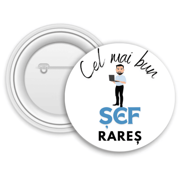 Insignă metalică personalizată cu nume - Șef/ă