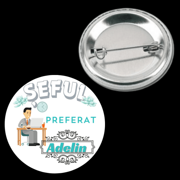 Insignă metalică personalizată cu nume - Șefa preferată - imagine 3