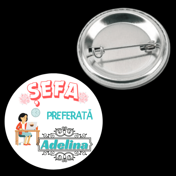 Insignă metalică personalizată cu nume - Șefa preferată - imagine 2
