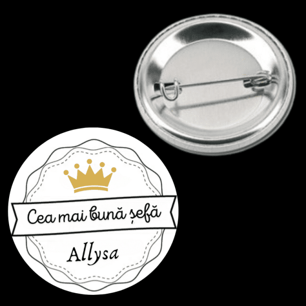Insignă metalică personalizată cu nume - Cea mai bună șefă - imagine 3