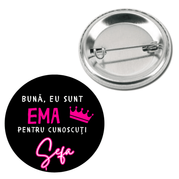 Insignă metalică personalizată cu nume - Șeful - imagine 3