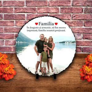 Placă ardezie personalizată cu poză - Familia