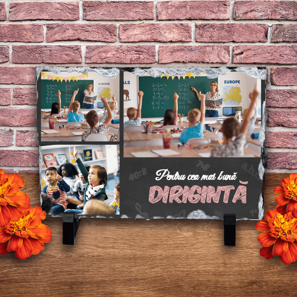 Placă ardezie personalizată cu 3 poze - Dirigintă